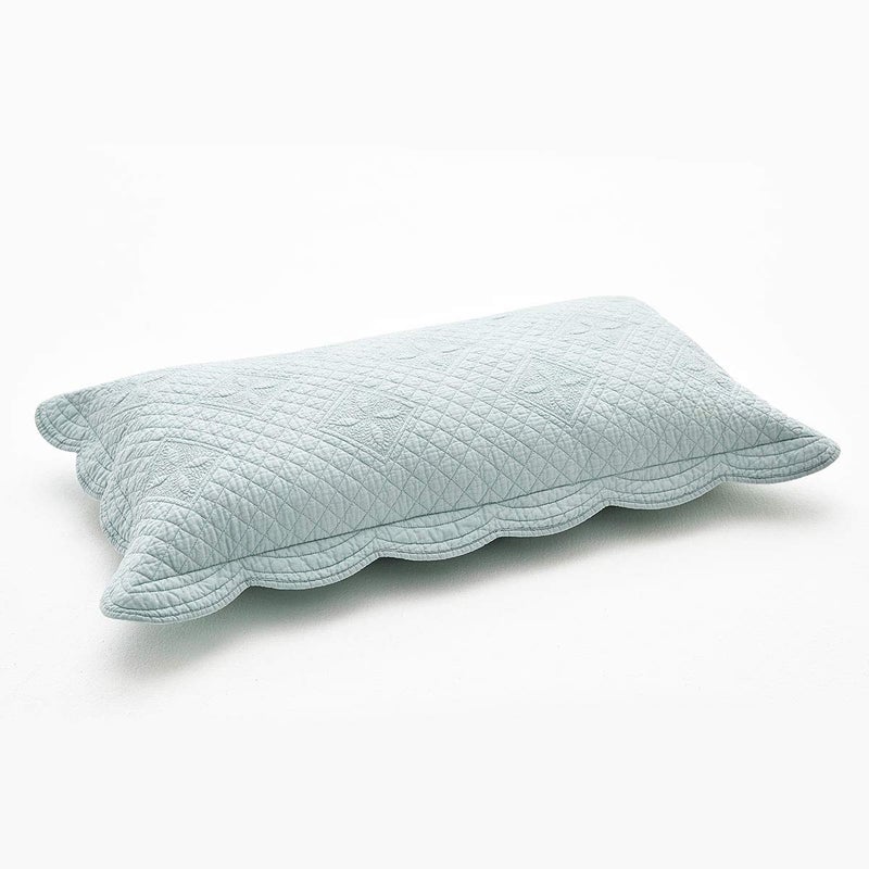 Calla Angel Sage Garden Luxury Pure Cotton Quilted Pillow Sham, King Pillow, 20x36, Light Aqua - Image 2